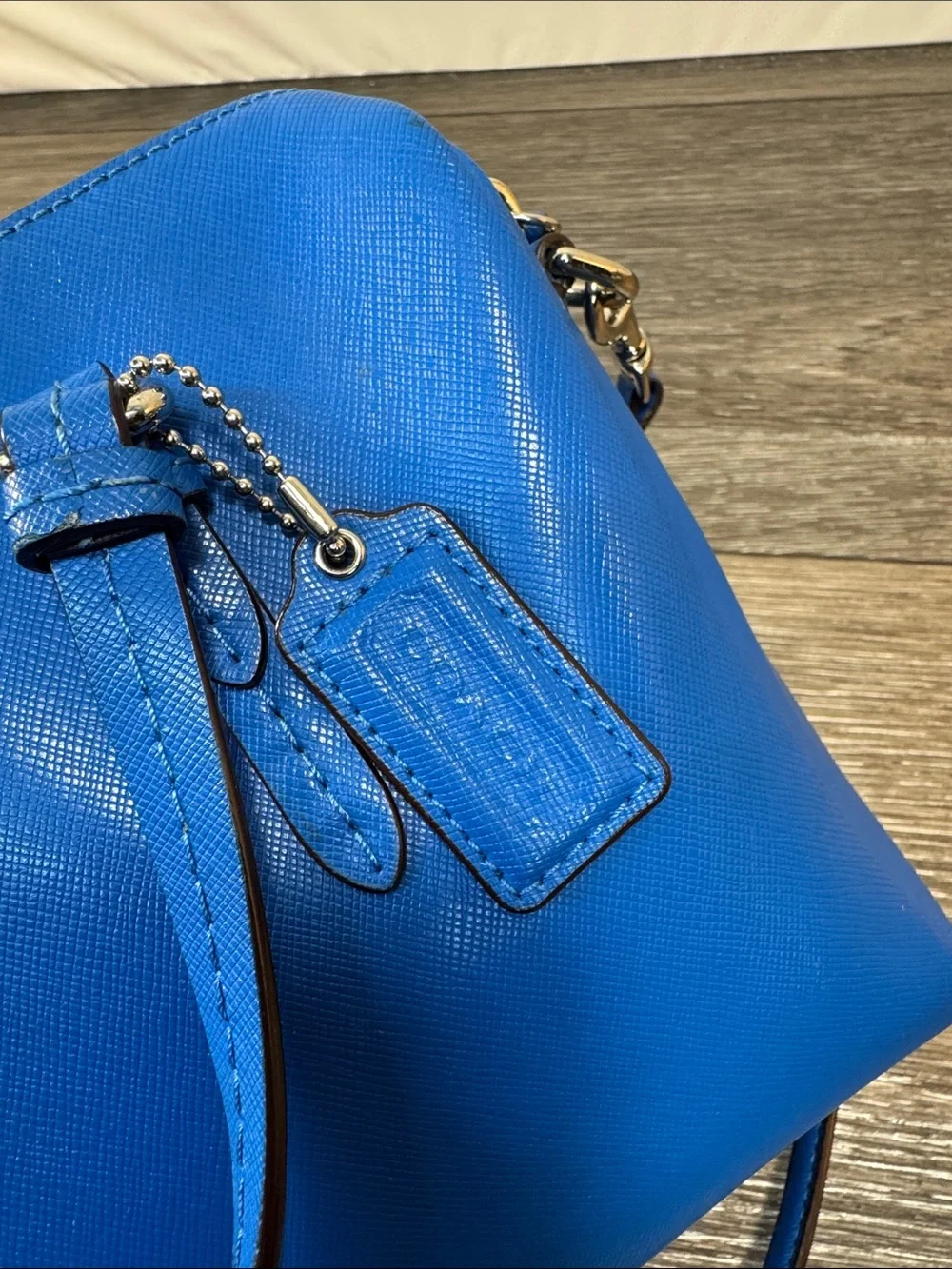 Coach Electric Blue Leather Satchel with Removable Strap